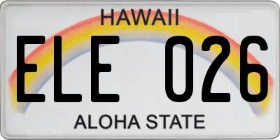 HI license plate ELE026