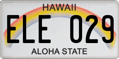 HI license plate ELE029