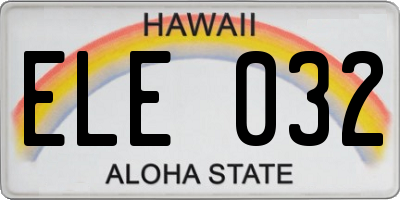 HI license plate ELE032