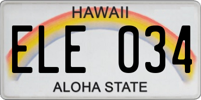 HI license plate ELE034