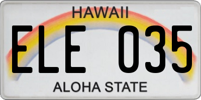 HI license plate ELE035