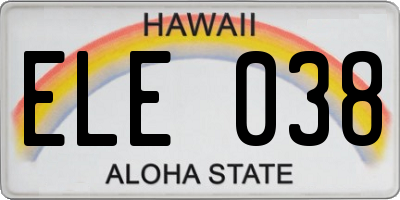 HI license plate ELE038