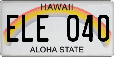 HI license plate ELE040