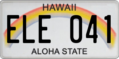 HI license plate ELE041
