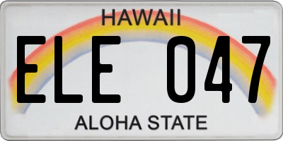 HI license plate ELE047
