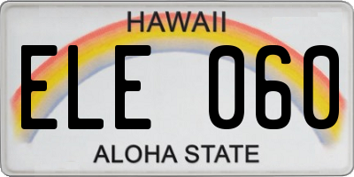 HI license plate ELE060