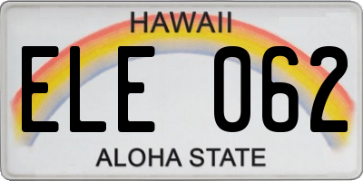 HI license plate ELE062