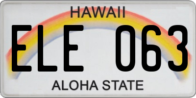 HI license plate ELE063