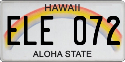 HI license plate ELE072