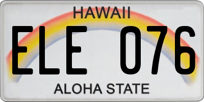 HI license plate ELE076