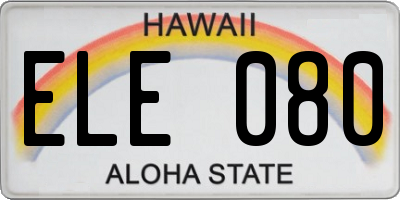HI license plate ELE080