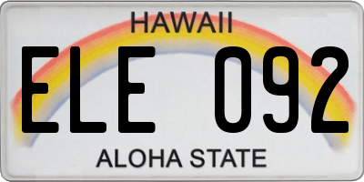 HI license plate ELE092