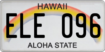 HI license plate ELE096