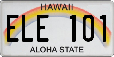 HI license plate ELE101