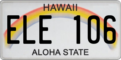 HI license plate ELE106