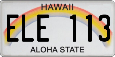 HI license plate ELE113