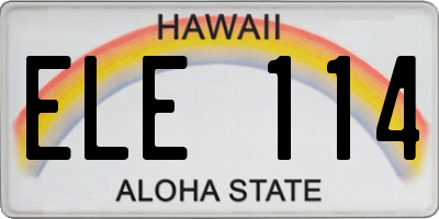 HI license plate ELE114
