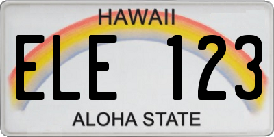 HI license plate ELE123
