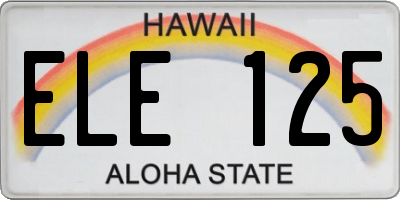 HI license plate ELE125