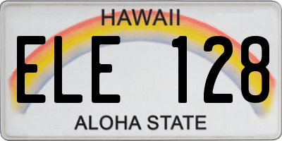 HI license plate ELE128