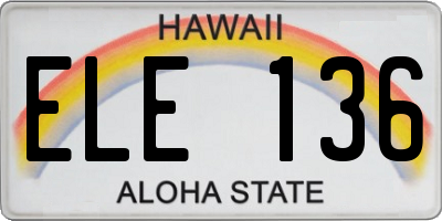 HI license plate ELE136
