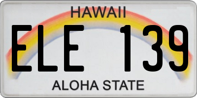 HI license plate ELE139