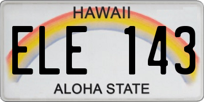 HI license plate ELE143
