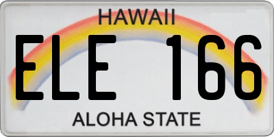 HI license plate ELE166