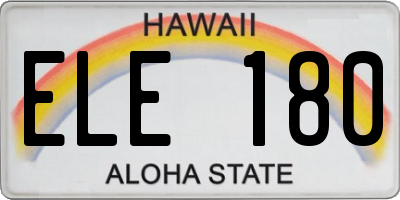HI license plate ELE180