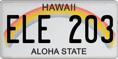 HI license plate ELE203