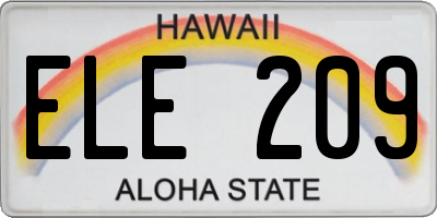 HI license plate ELE209