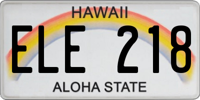 HI license plate ELE218