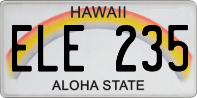 HI license plate ELE235