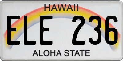 HI license plate ELE236