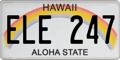 HI license plate ELE247