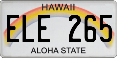 HI license plate ELE265