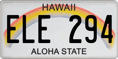 HI license plate ELE294