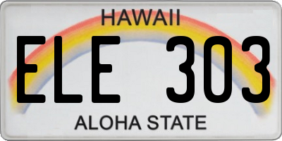 HI license plate ELE303