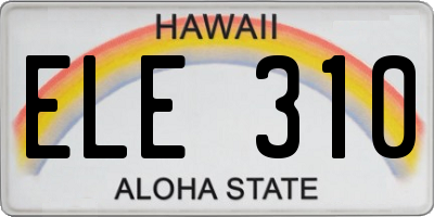 HI license plate ELE310
