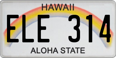 HI license plate ELE314