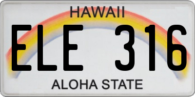 HI license plate ELE316