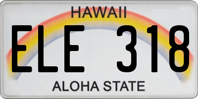 HI license plate ELE318