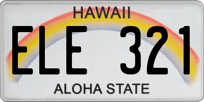 HI license plate ELE321