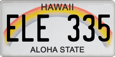 HI license plate ELE335