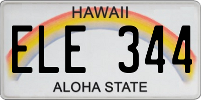 HI license plate ELE344