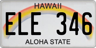 HI license plate ELE346