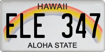 HI license plate ELE347