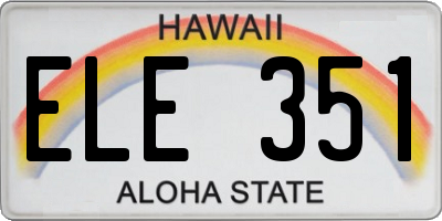 HI license plate ELE351