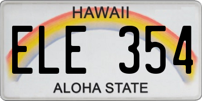 HI license plate ELE354