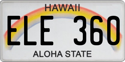 HI license plate ELE360